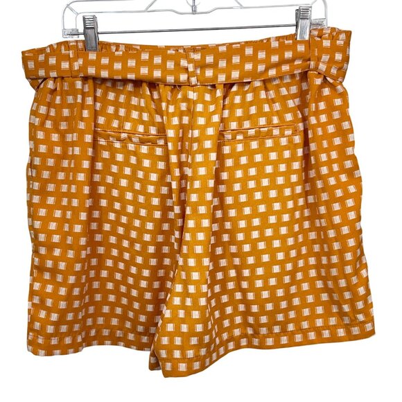 A New Day Womens Shorts Tie-Waist Checkered Polyester Orange XXL Casual Chic - Picture 2 of 6
